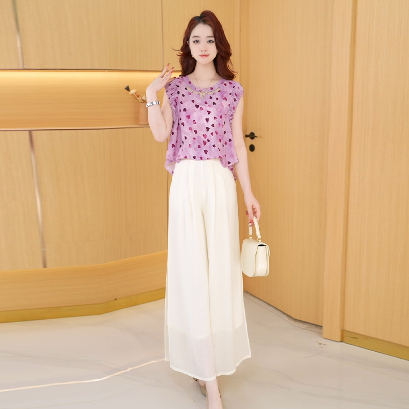 【两件套】夏季时尚女神修身洋气宽松气质休闲百搭显瘦减龄女装套裤