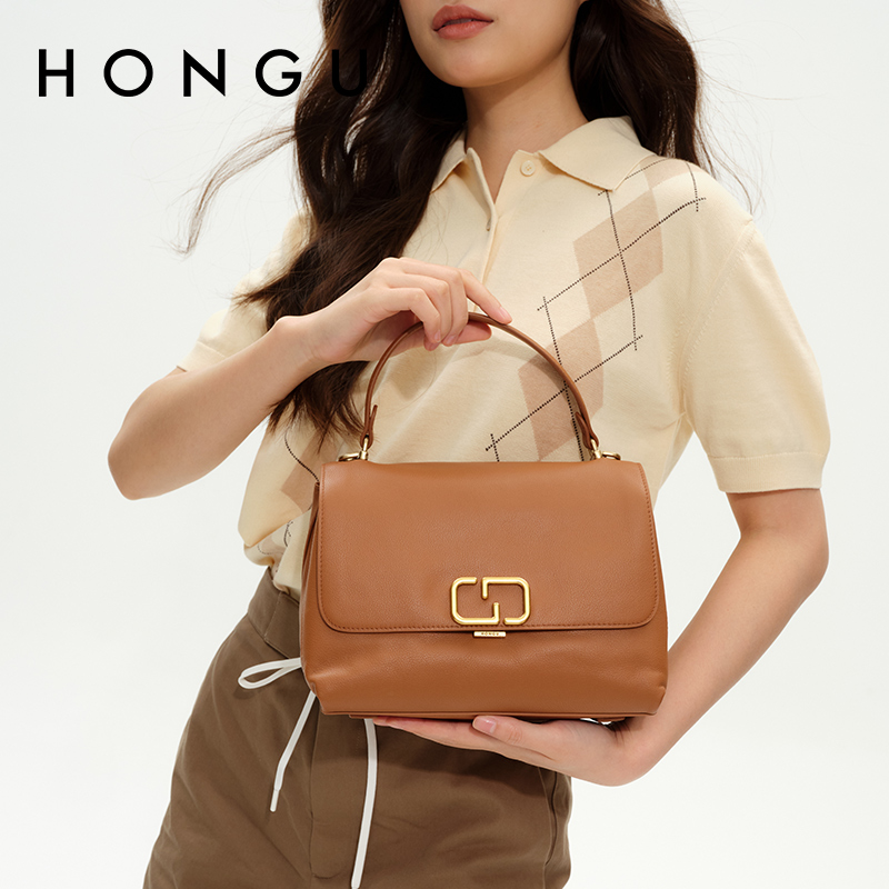 HONGU/红谷高级感小众女包时尚百搭单肩斜挎包复古手提H5146217