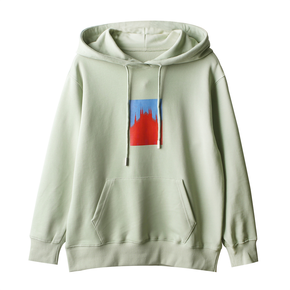 076【秋季新款】胸前抽象建筑方框印花潮牌休闲连帽卫衣（ND048）