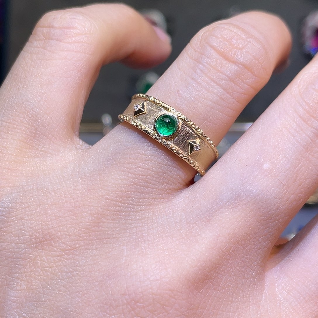 祖母绿戒指18K金镶嵌0.28ct