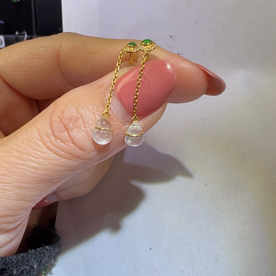 翡翠颈饰18K金镶嵌耳环