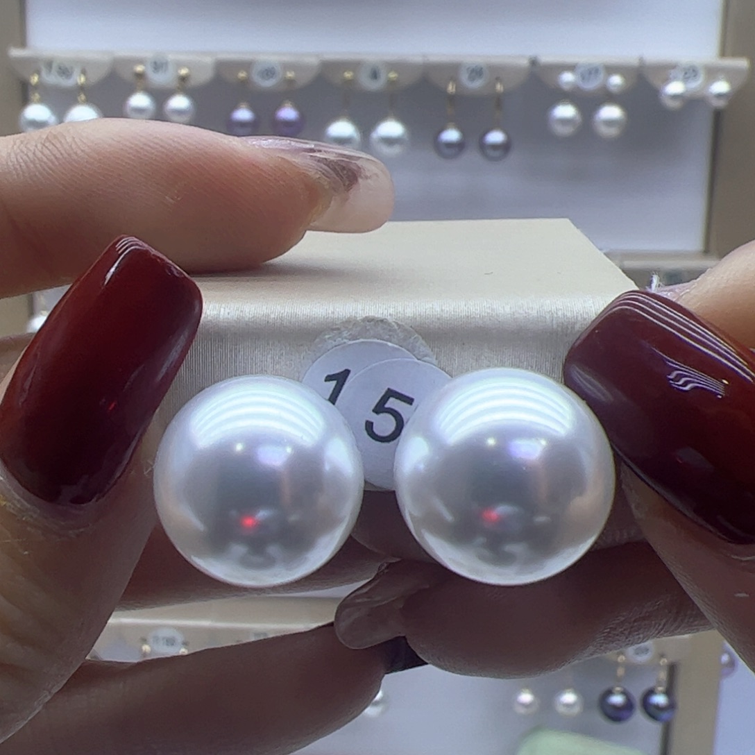 淡水珍珠耳饰18K金镶嵌