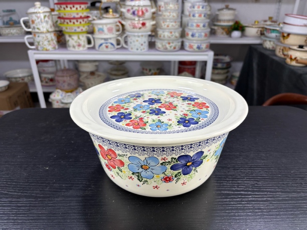 20-24厘米特厚高品质珐琅搪瓷平盖盆猪油盆可加热灶具通用带盖