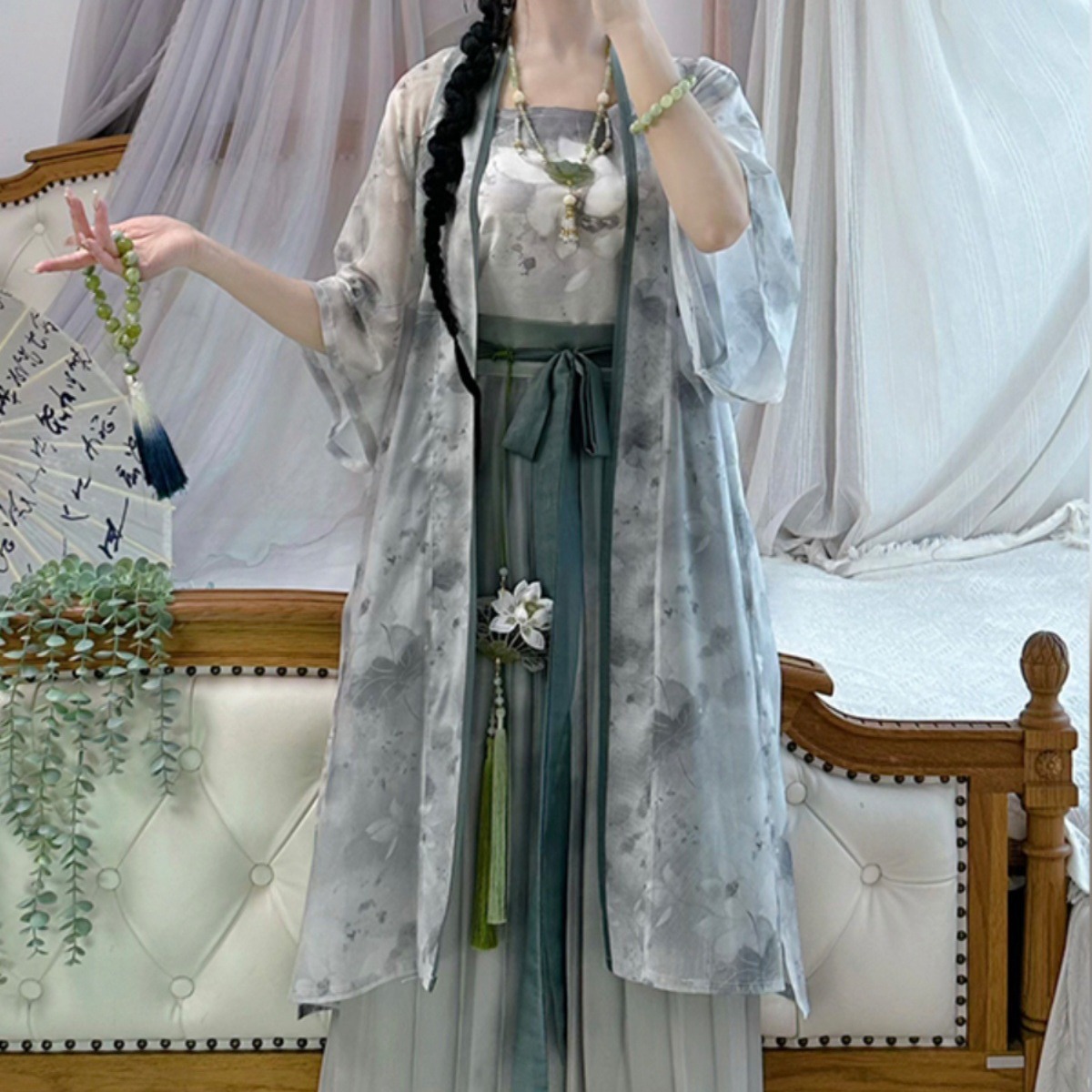DouPB轻奢【青荷】宋制汉服套装女款齐腰百褶裙新中式日常春夏款