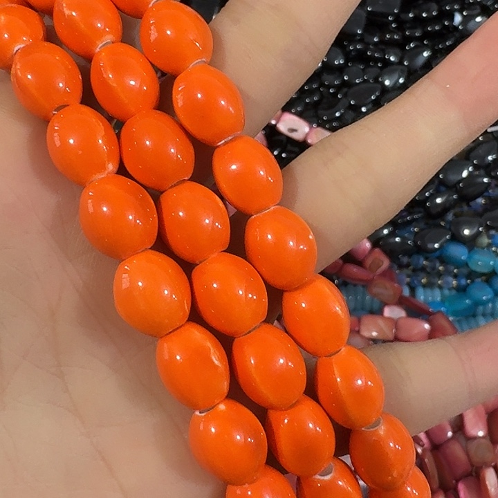 玛瑙/玉髓合金珠宝半成品3条大孔米珠18厘米