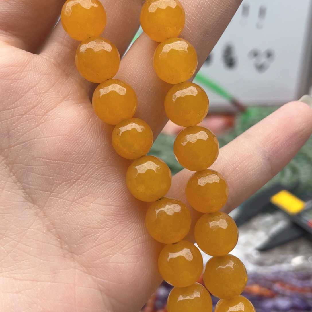 玛瑙/玉髓合金珠宝半成品一条装卡10切面黄玛瑙