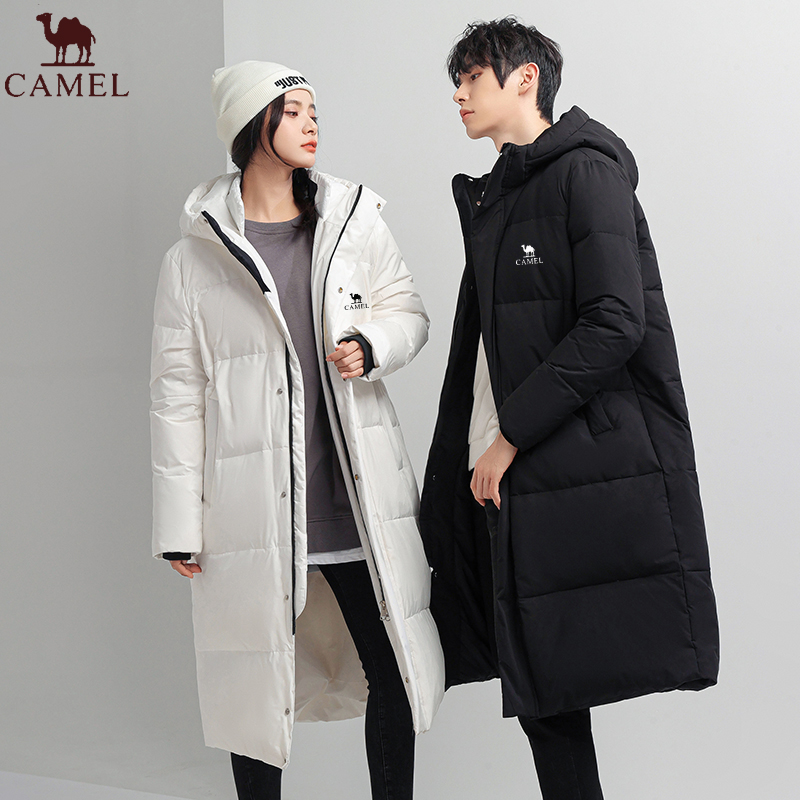 骆驼户外男士冬季时尚潮流冬季宽松港风白鸭绒保暖长款外套男