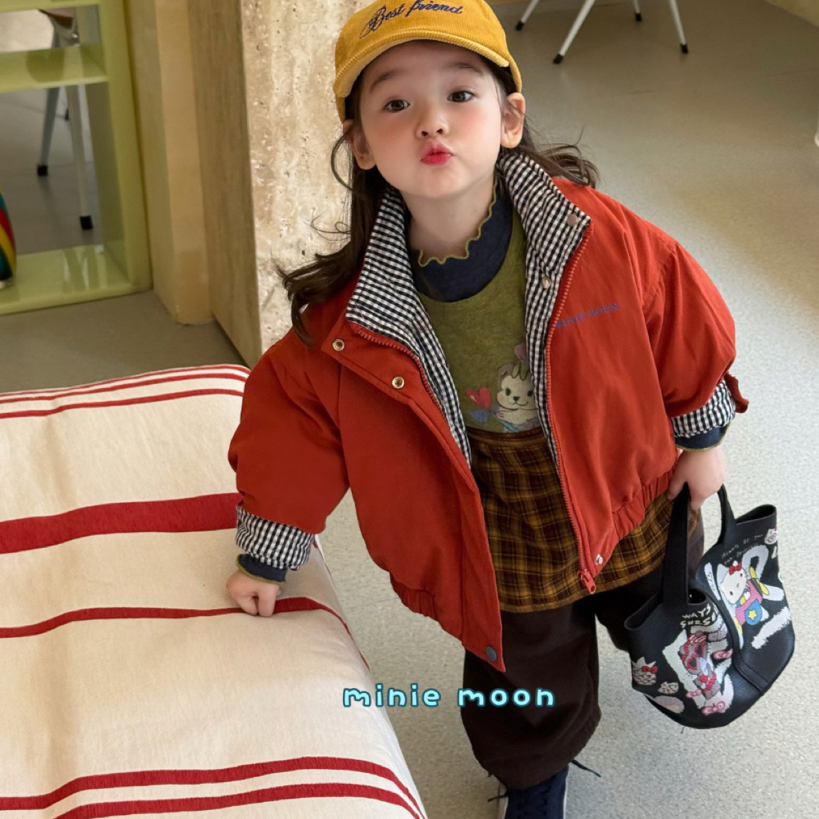 小月亮2025秋冬新款韩版女童小童工装拼色棉服潮儿童两件套打底衫