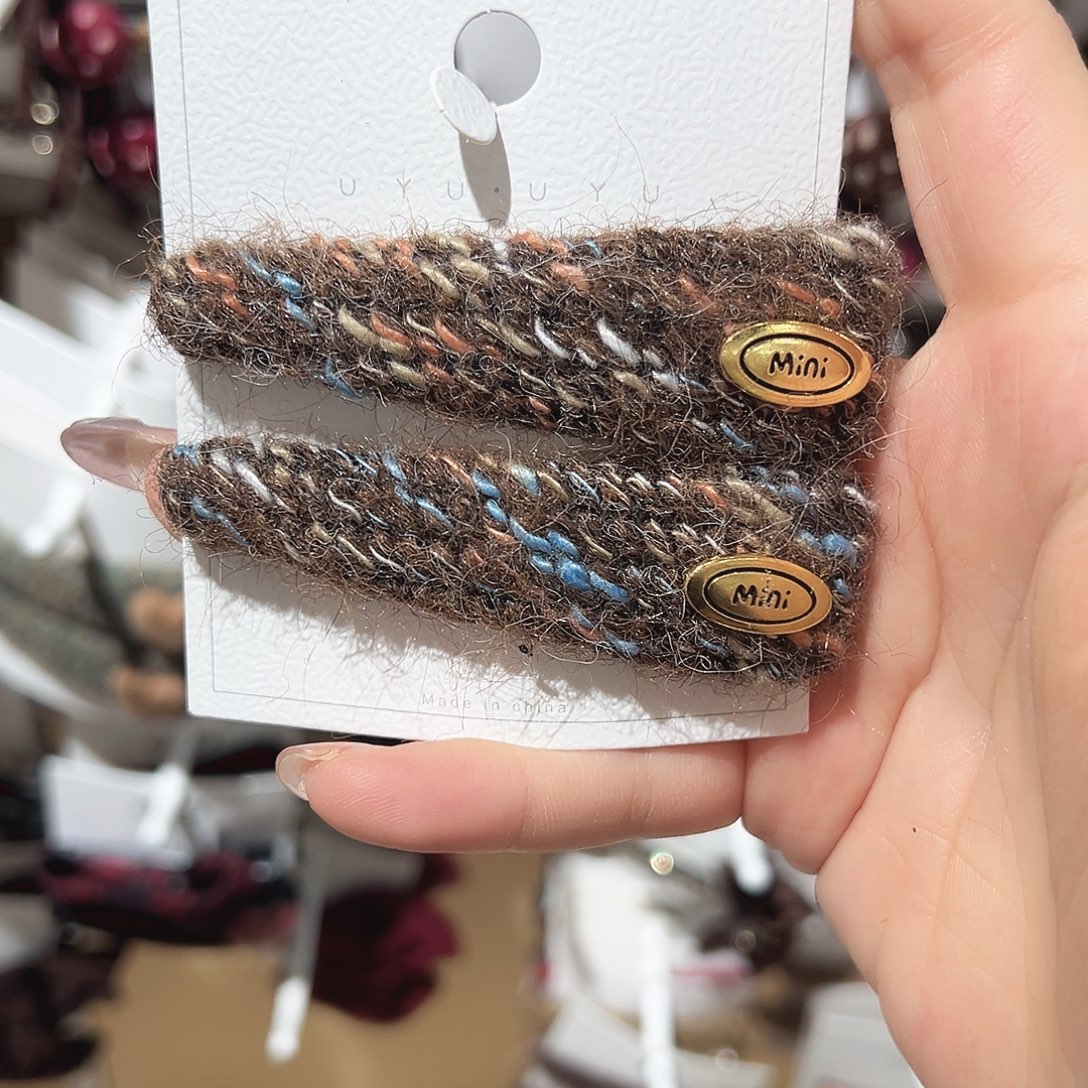 羽毛不锈钢咖色金标掰掰夹