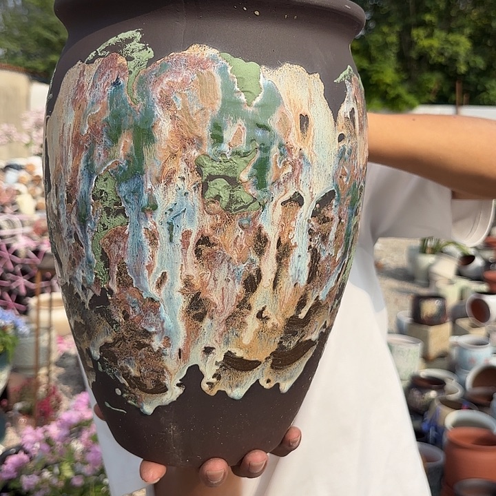 工艺油画老桩一个口径20高度30