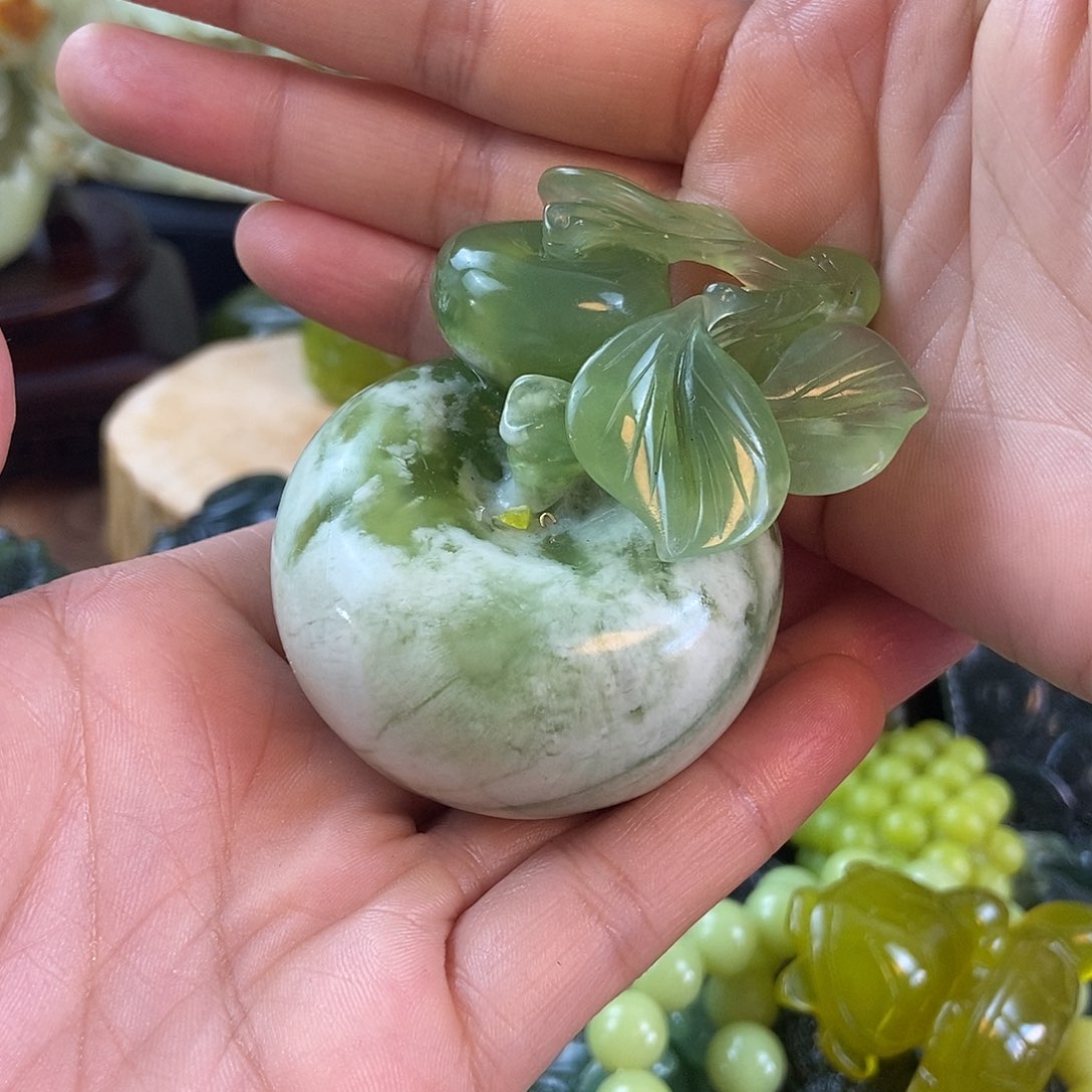 蛇纹石玉手把合金月*