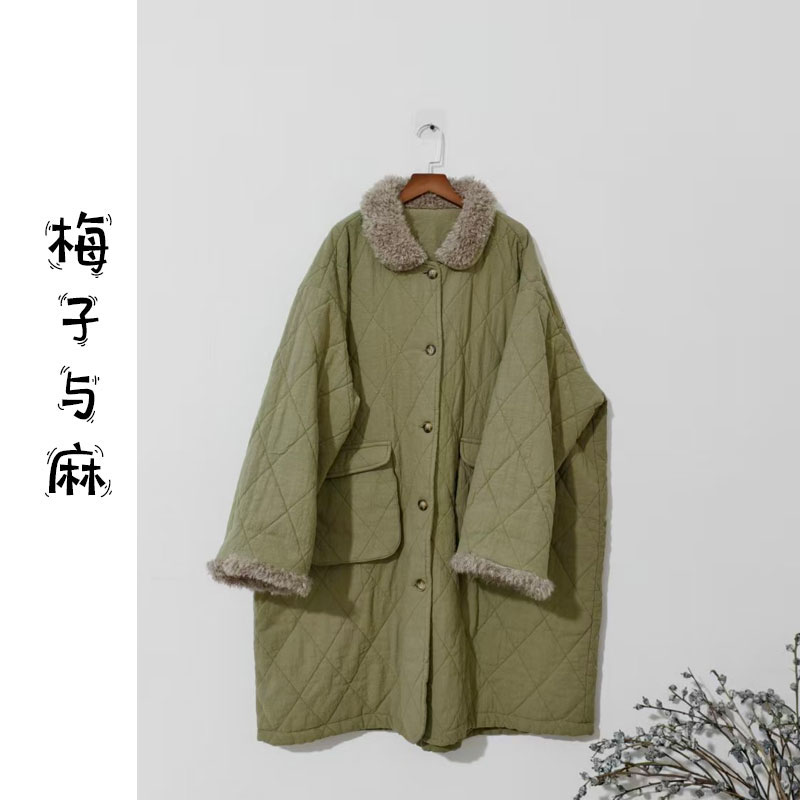 【大梅子推荐】设计款亚麻中长款棉服JG6016A（衣长98胸围140）