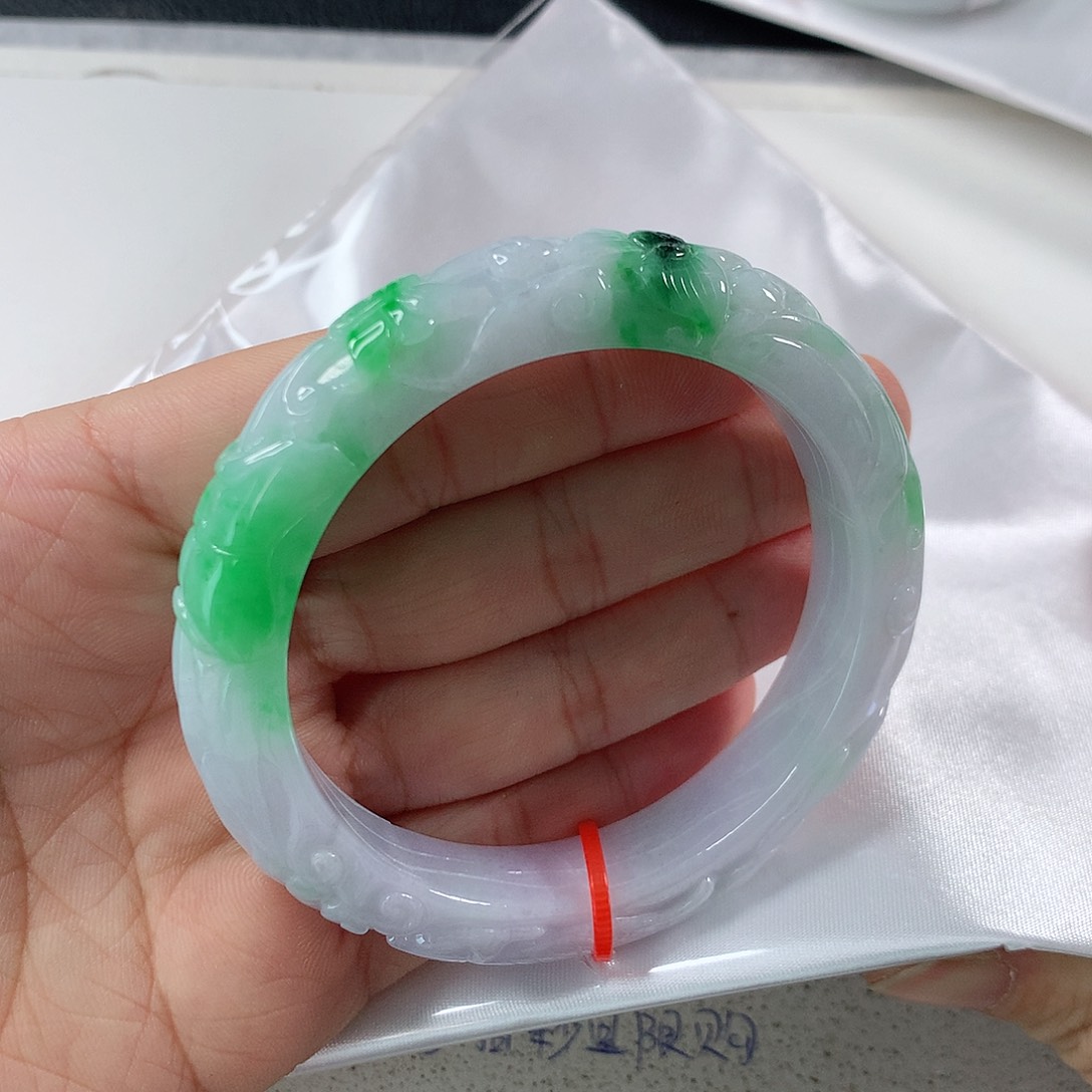 翡翠未镶嵌手镯特色雕花镯 ①③⑥