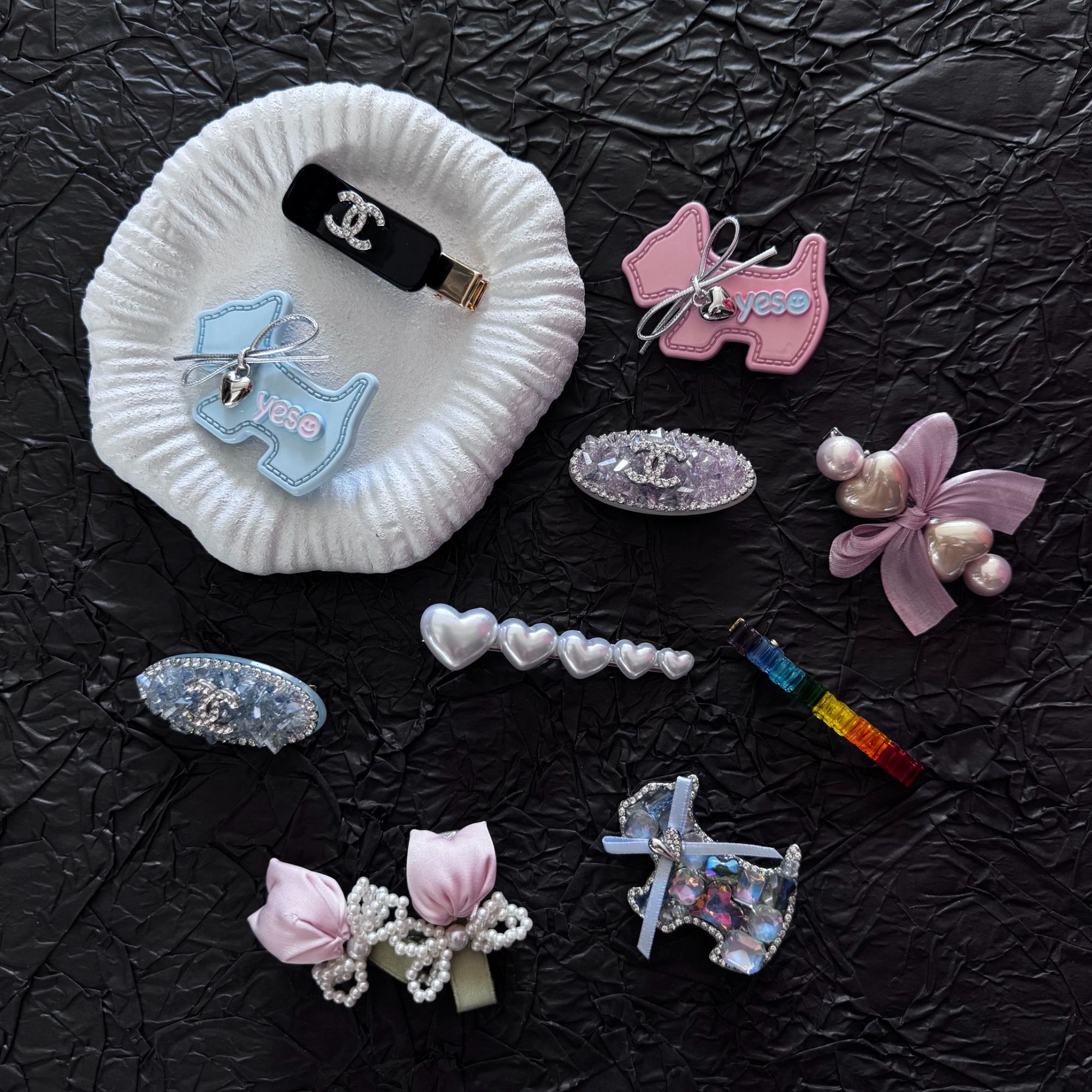 【个人单】定制边夹重工款韩系美少女发夹珍珠仙气夹