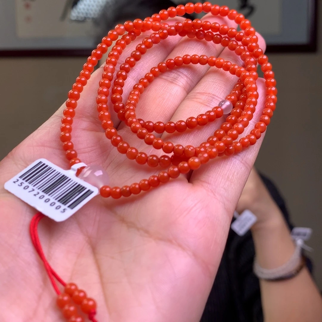 【原矿无注胶】保山柿子红卡3多圈手串