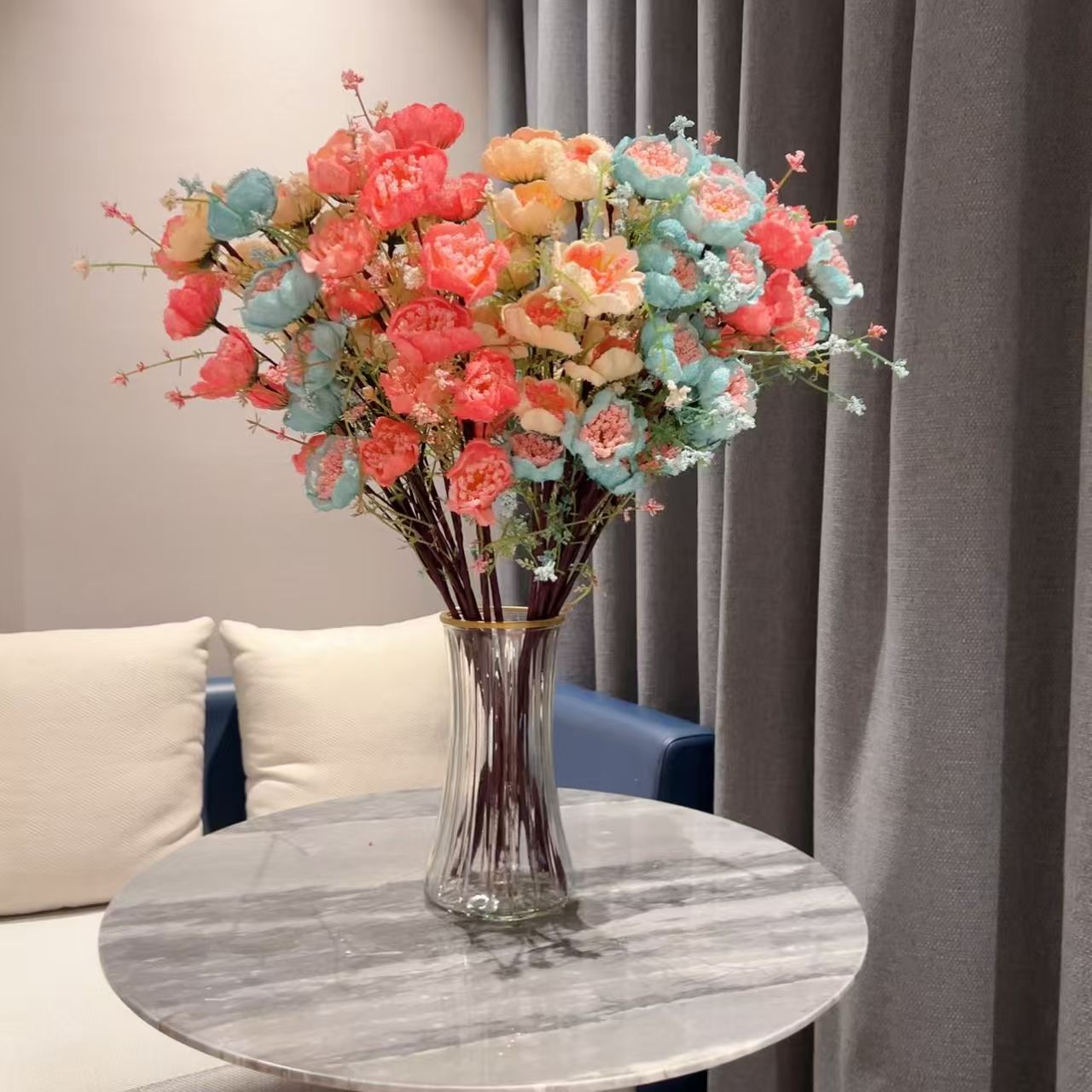 轮胎茶几仿真杜绢花