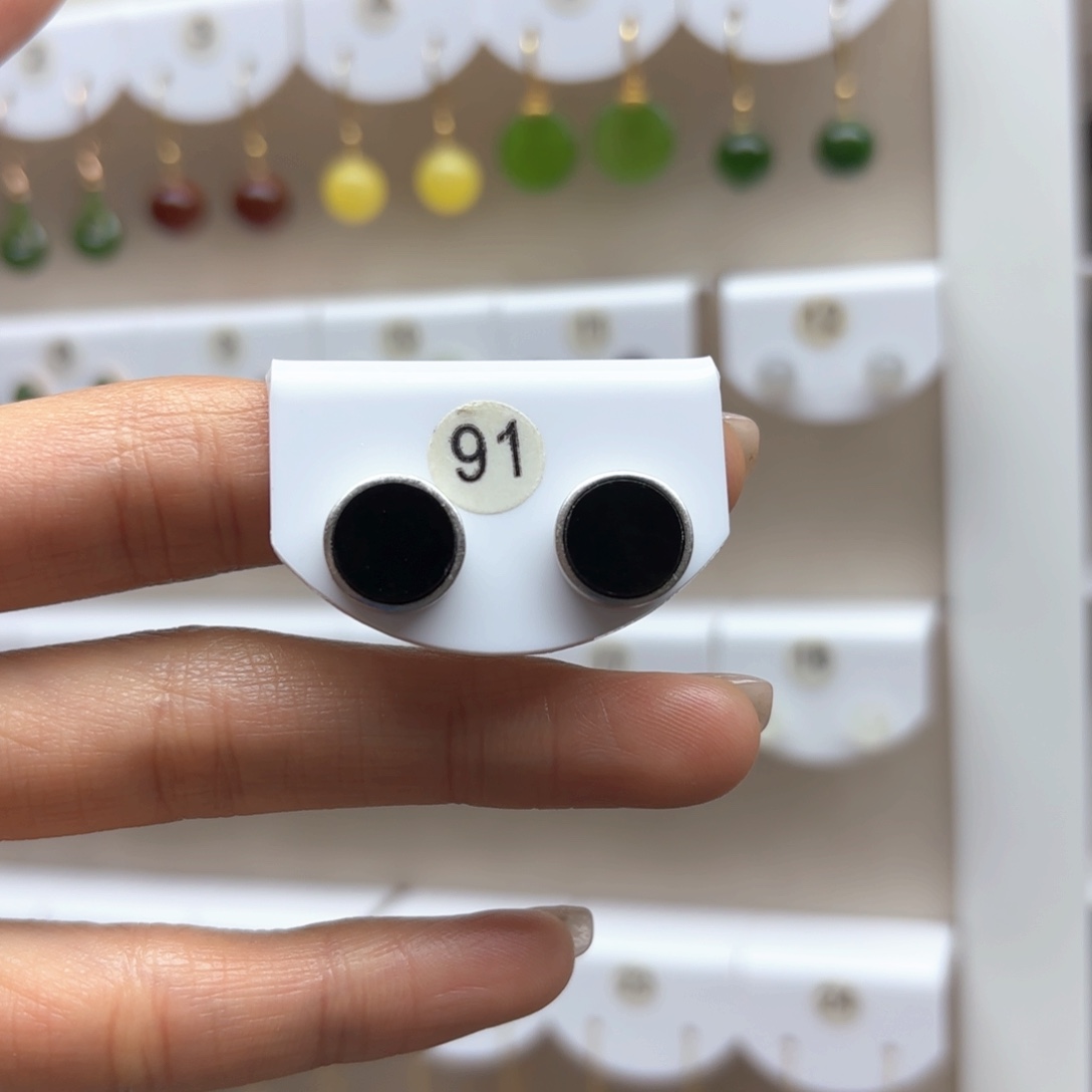 和田玉耳饰银S925镶嵌2