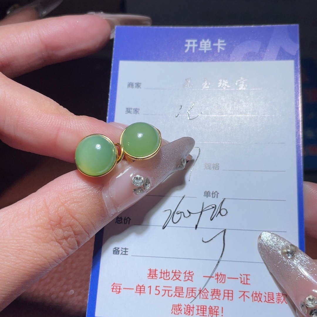 和田玉耳饰银S925镶嵌记*