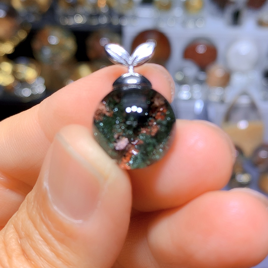 水晶吊坠银S925镶嵌天然水晶