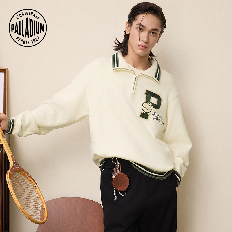 帕拉丁春季男款毛衫复古长袖休闲百搭时尚潮流翻领毛衫1011287