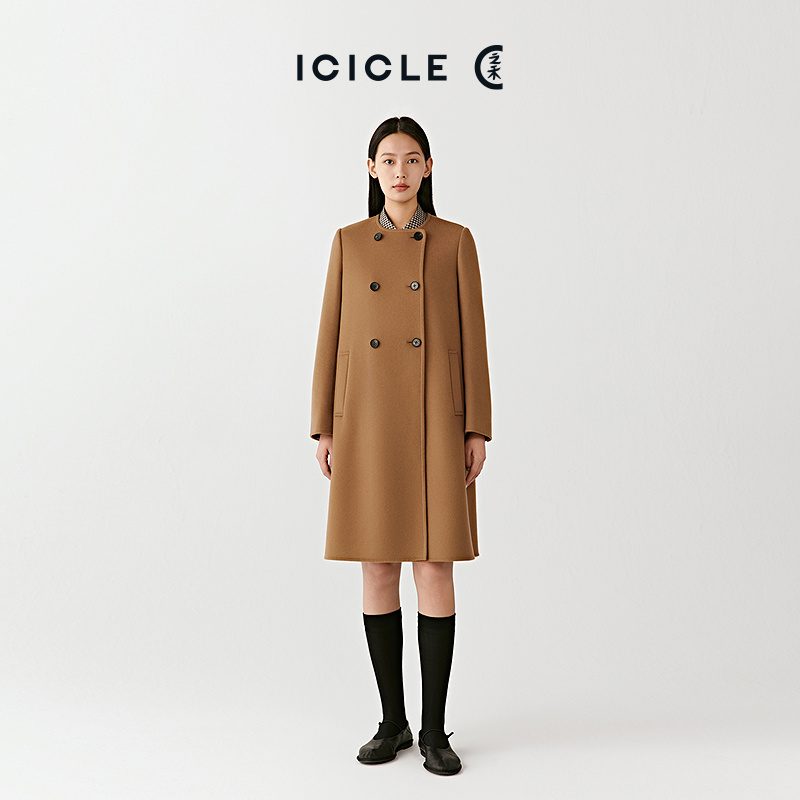 ICICLE之禾25秋冬新品【AIR COAT】羊毛羊绒双面呢及膝大衣0563