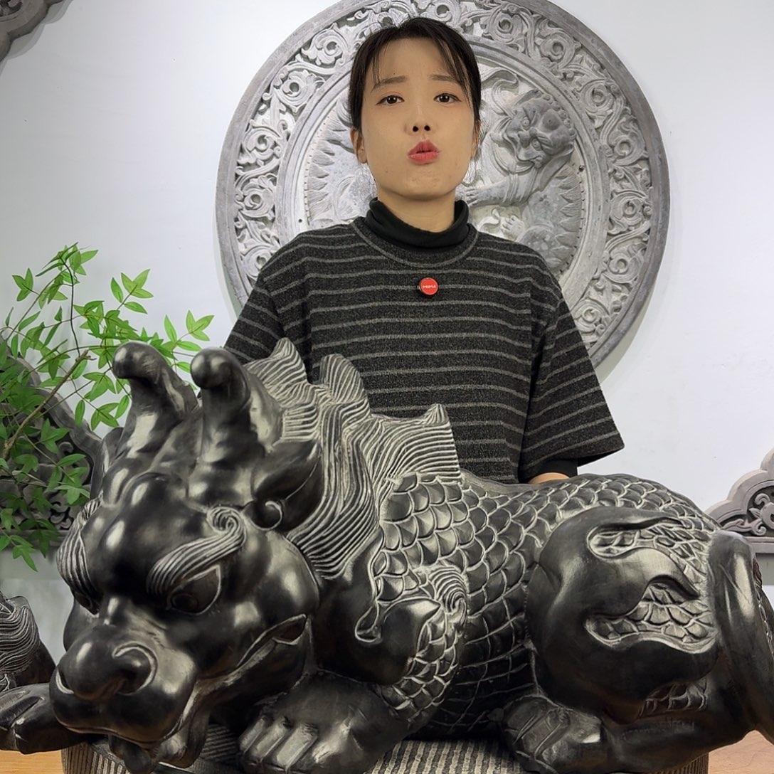 扬***航石材青石雕刻精工貔貅长度60厘米一对单双角