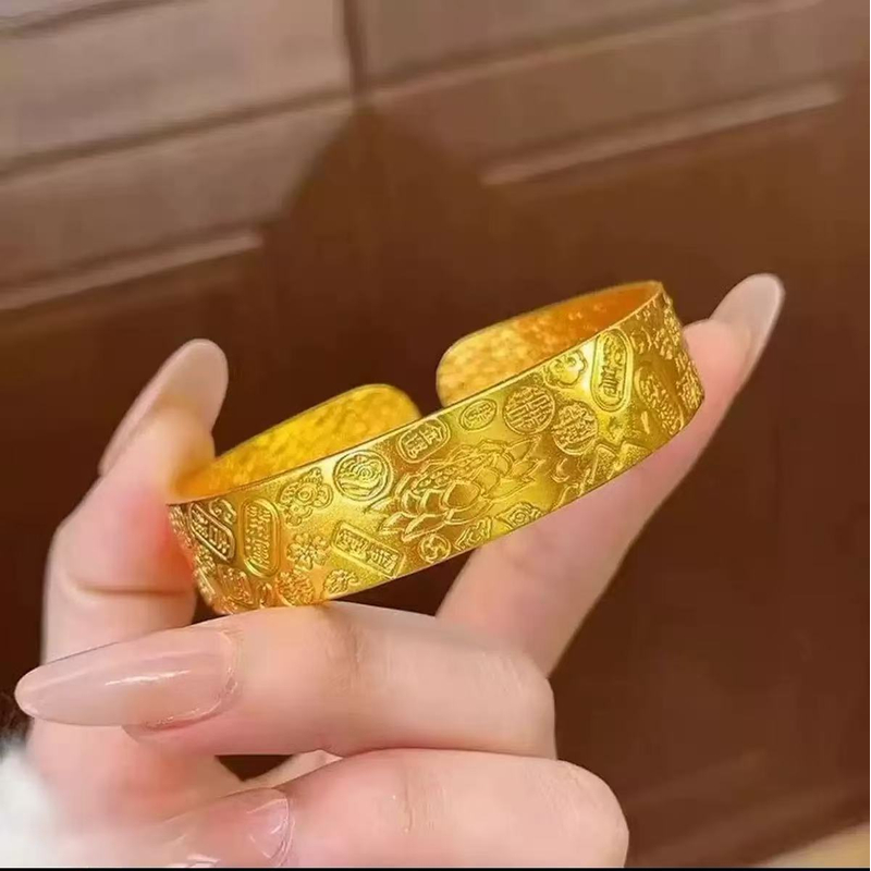 铜合金手镯 14M开口吉言莲花手镯气质女款时尚百搭