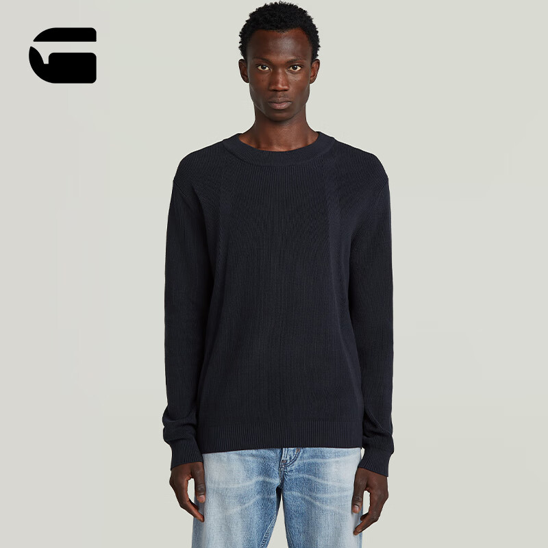 G-STAR RAW25年秋季新款Structure罗纹圆领针织套头衫男街头潮流