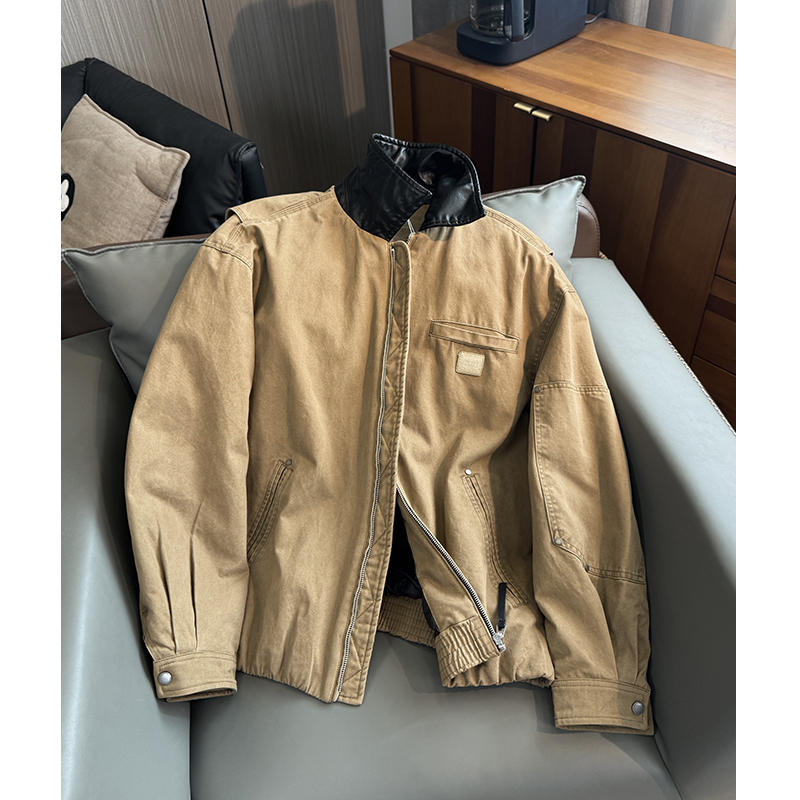 90白鸭绒复古纯棉重磅水洗工装羽绒服底特律男装做旧美式外套男