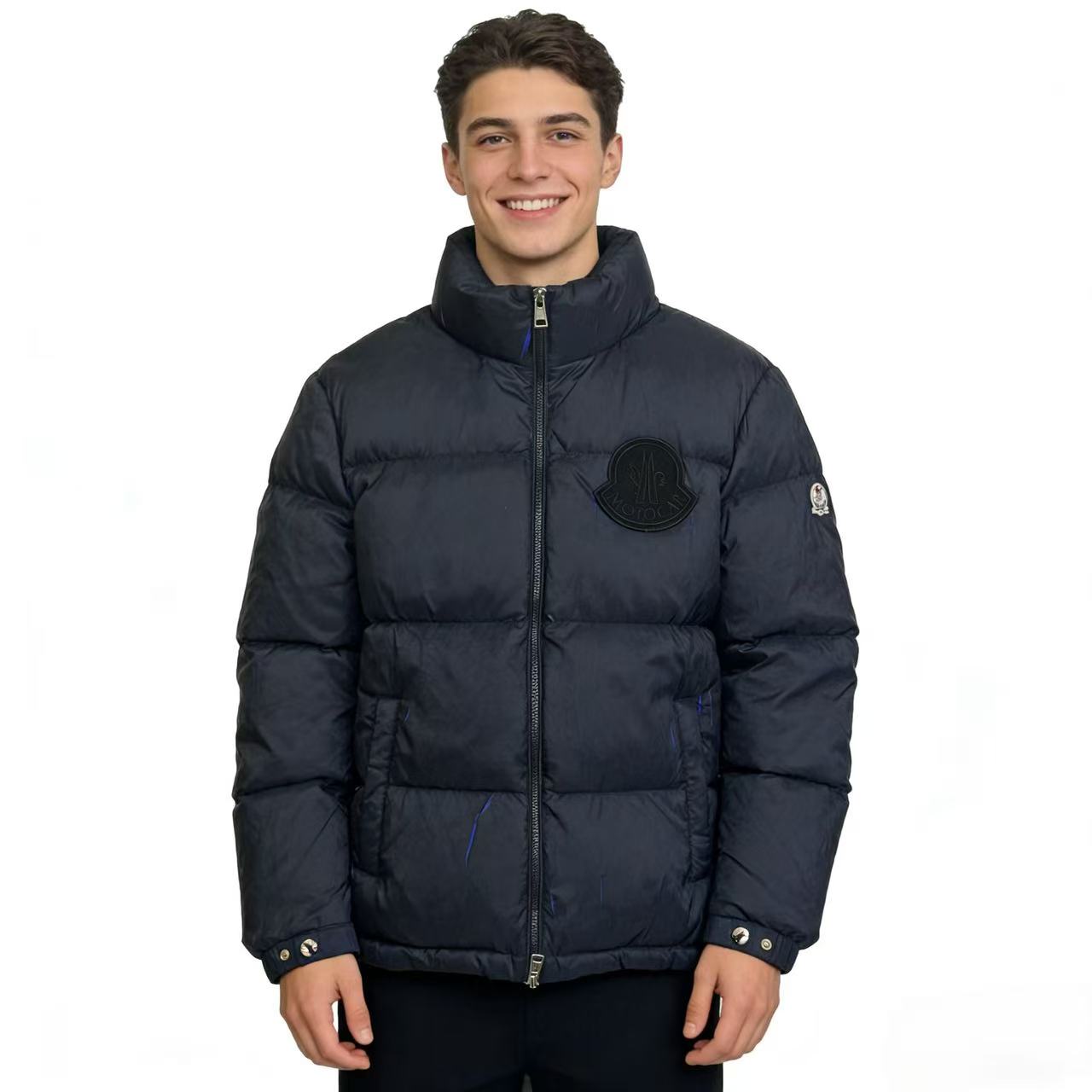 摩途卡奢品男装 男士藏青立领羽绒服 贴标设计轻奢加厚冬装