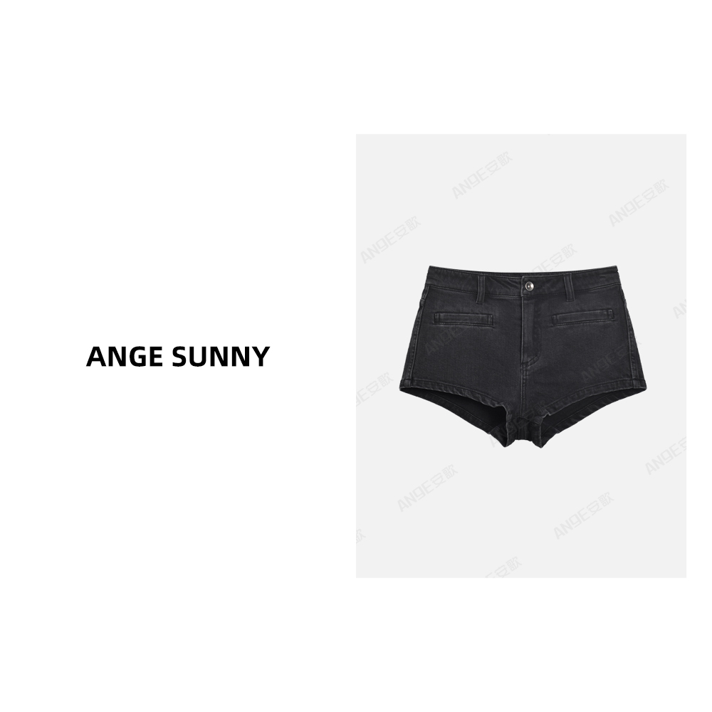 ANGE SUNNY【孙千同款 黑色牛仔短裤】SP风格经典黑水洗牛仔超短裤