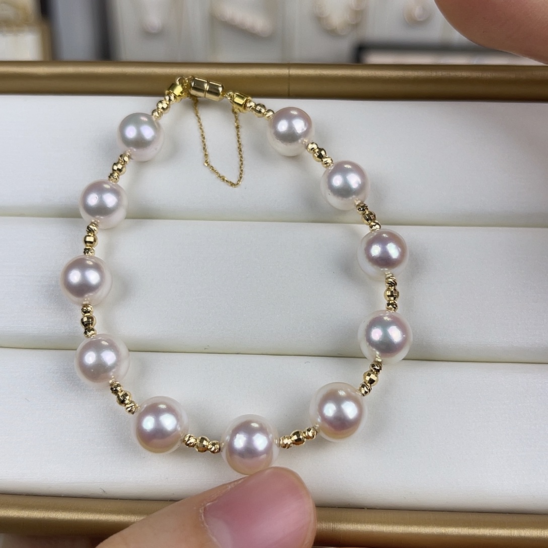 手绳海水珍珠18K金镶嵌