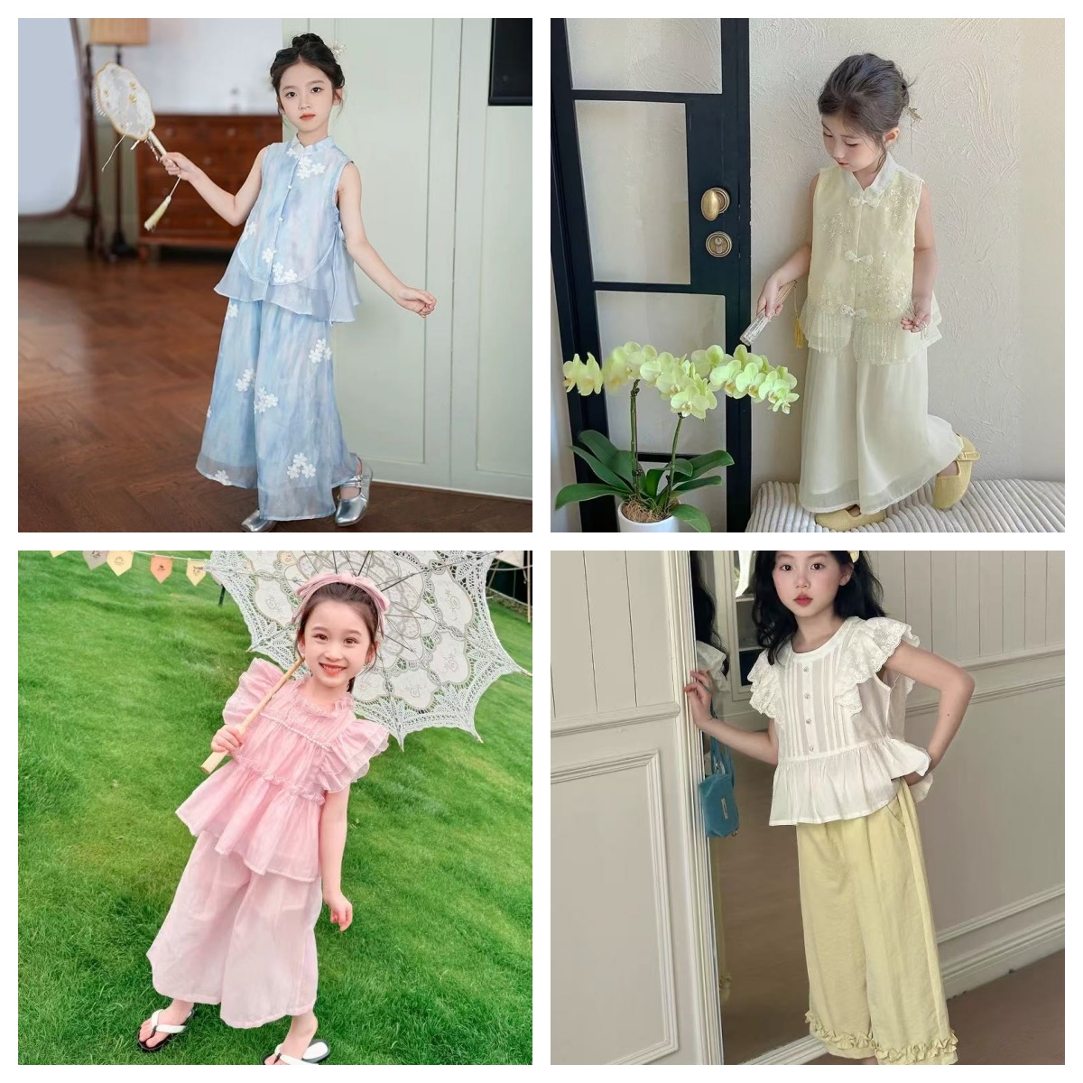 T133夏款收尾清货当场直播下单为主女童洋气套装