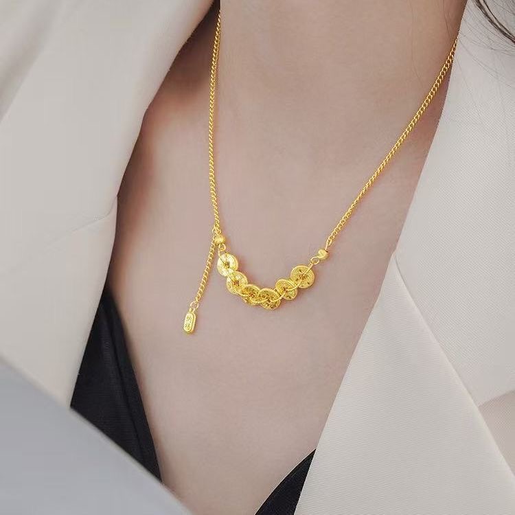 合金吊坠 碎冰冰五帝钱项链