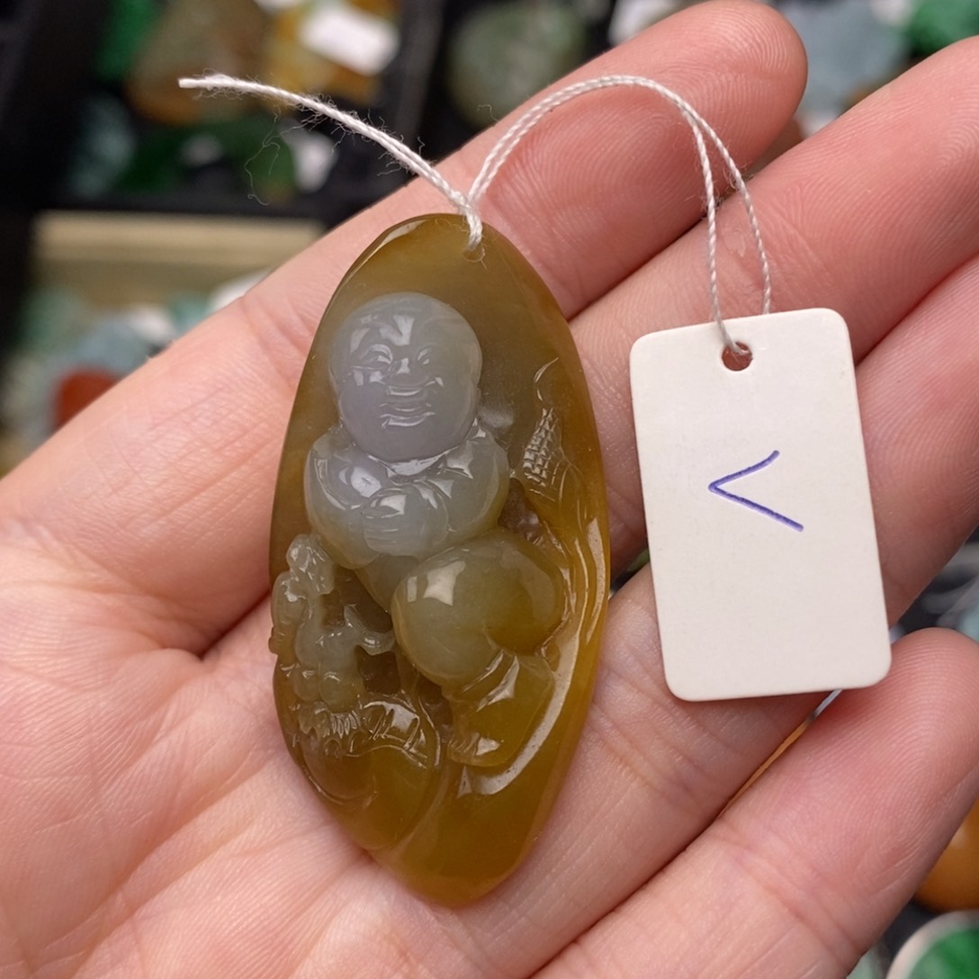 翡翠项链未镶嵌善财童子49号