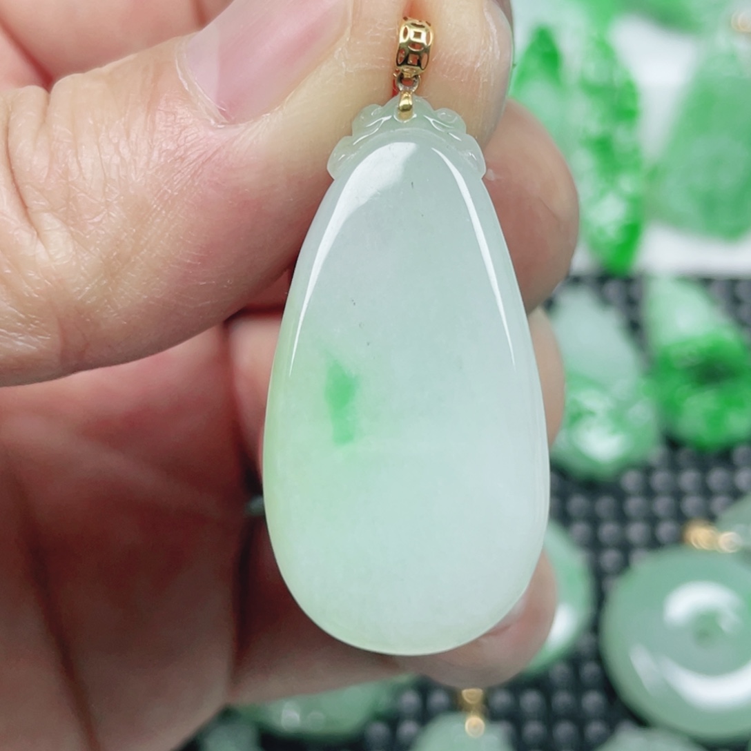 翡翠18K金镶嵌吊坠(不含链)