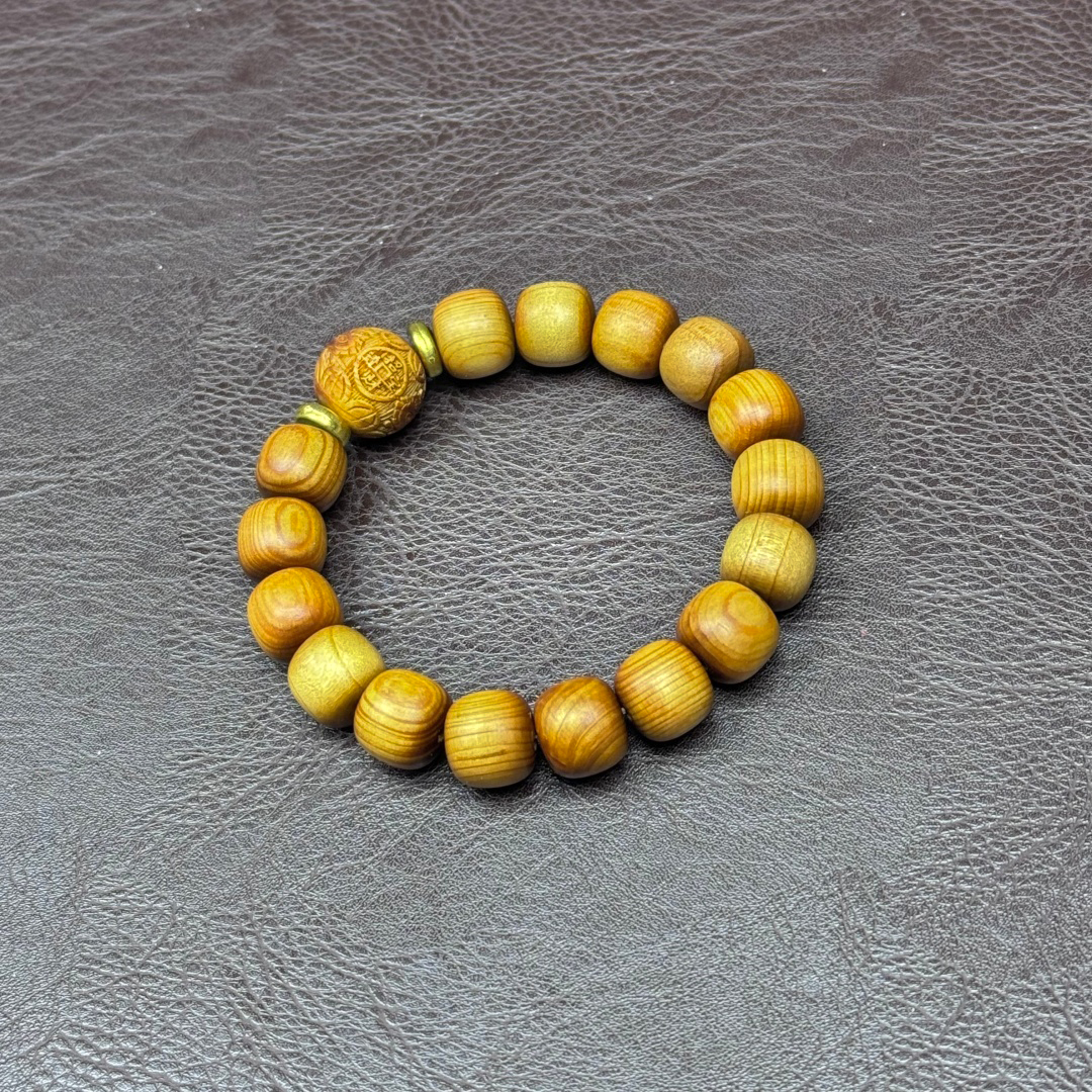 S0544崖柏1.2老型桶珠+招财精美手串无礼盒