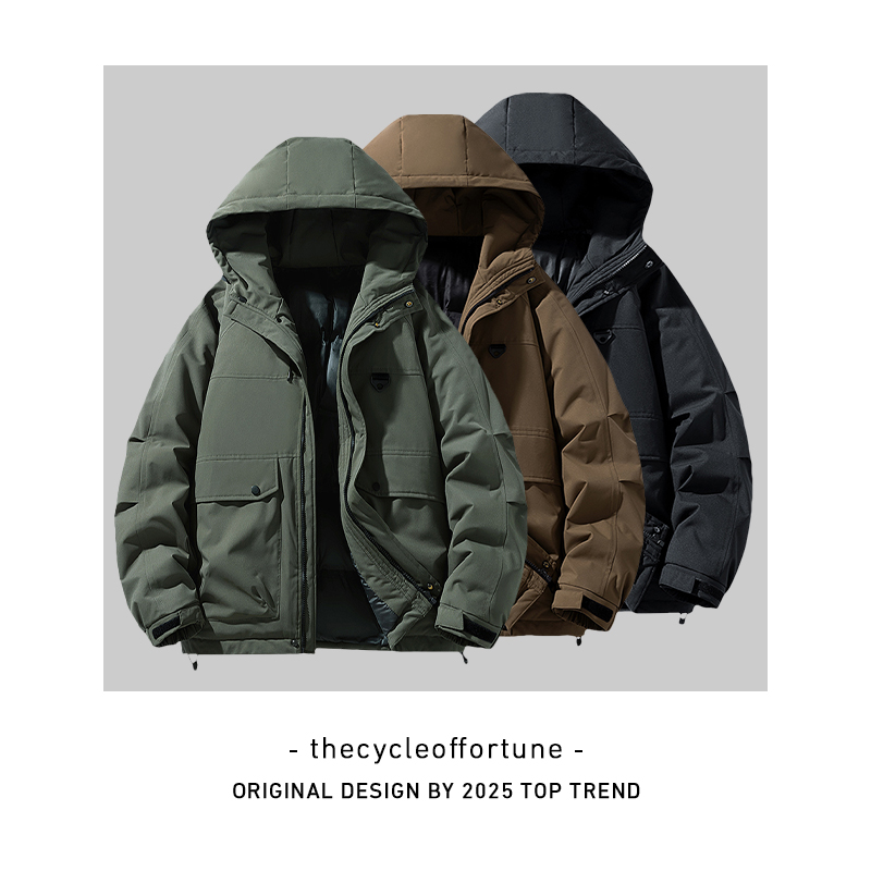 大码加厚免烫收口袖长款保暖连帽棉衣宽松型纯色棉服加厚款7503