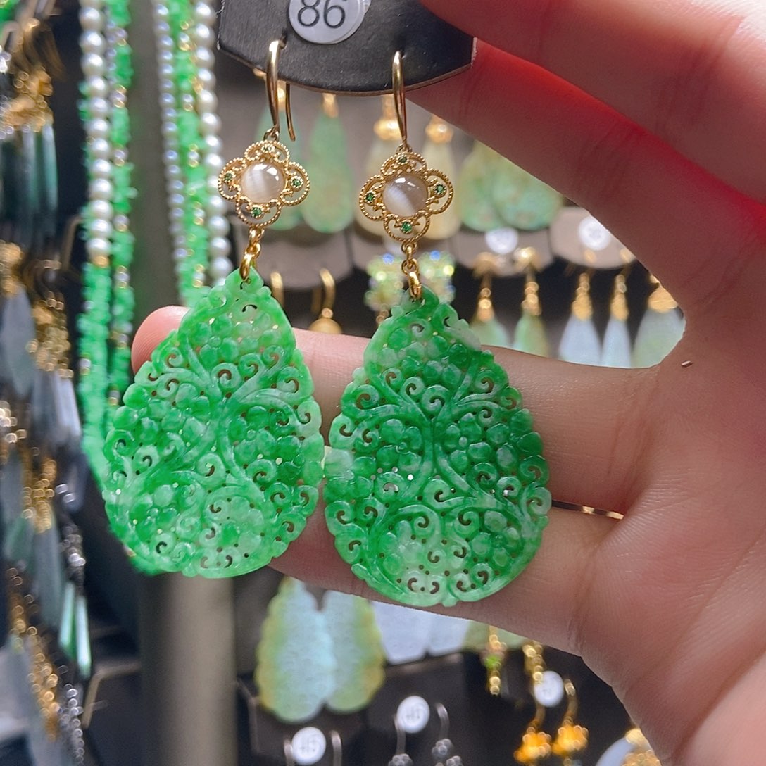 翡翠未镶嵌耳饰翡翠