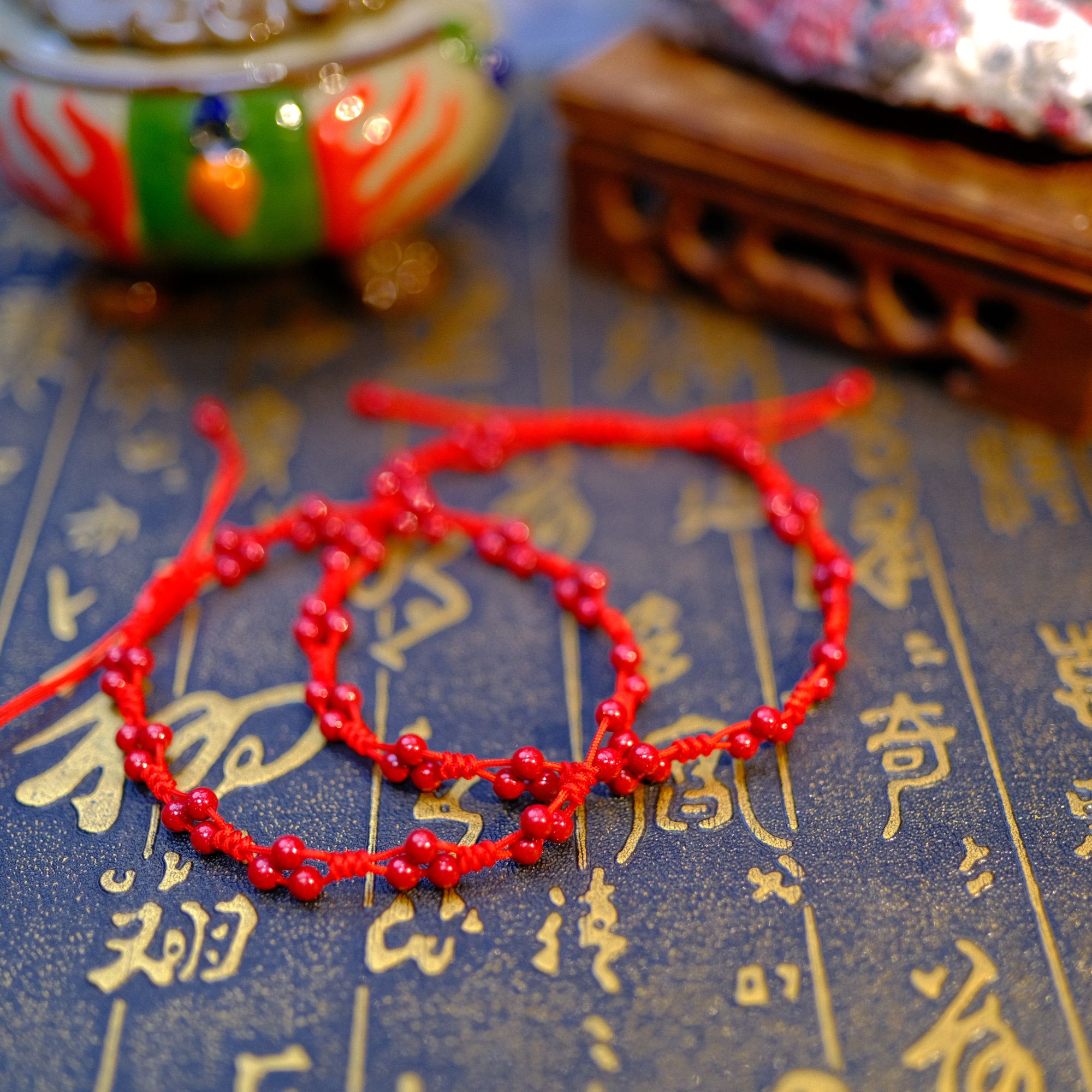 含辰砂工艺品【天然朱砂晶体颗粒】红晶砂手工编织转运珠女手链脚链