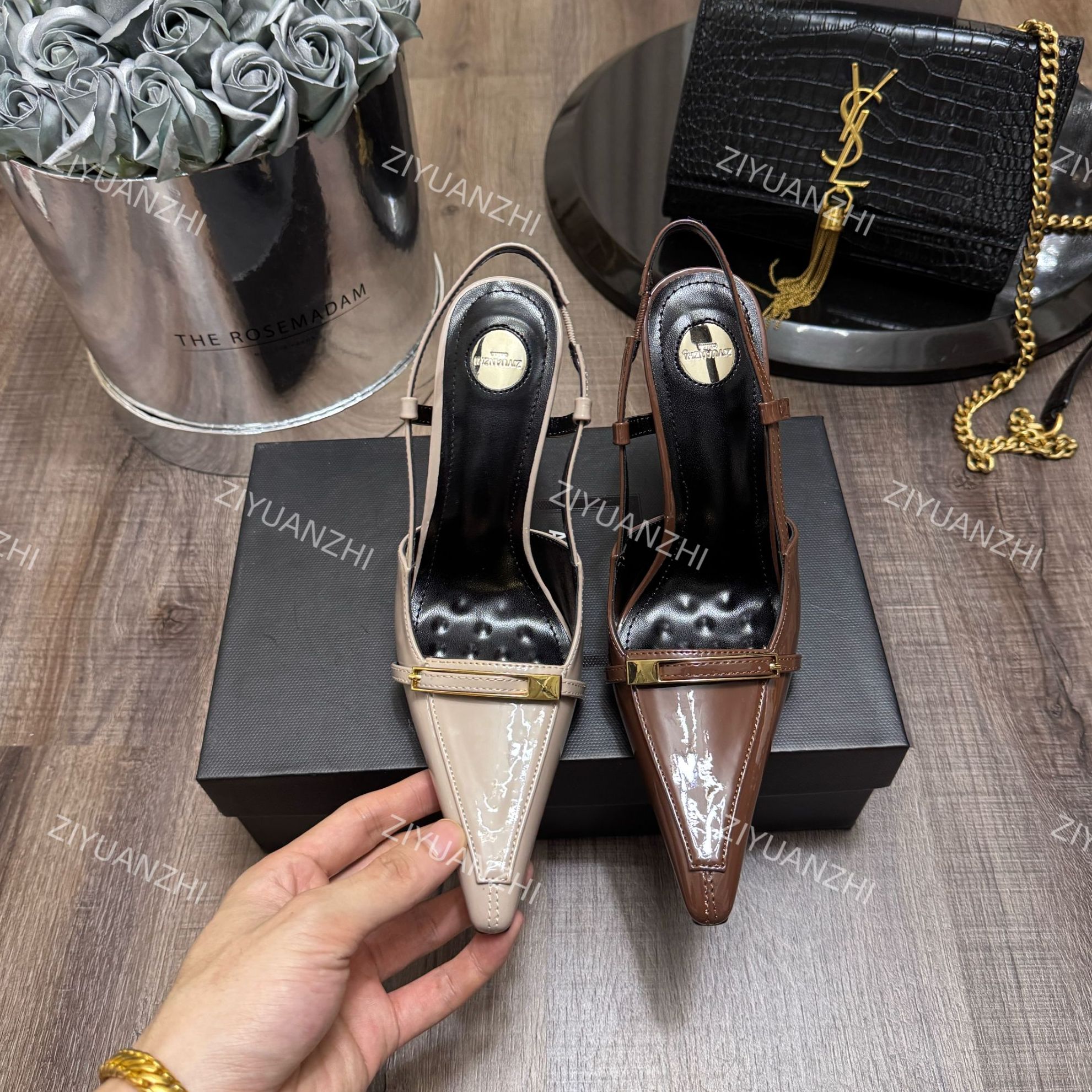 【ZIYUANZHI】大象灰复古金属扣高跟鞋女2025新款英伦风小皮鞋单鞋