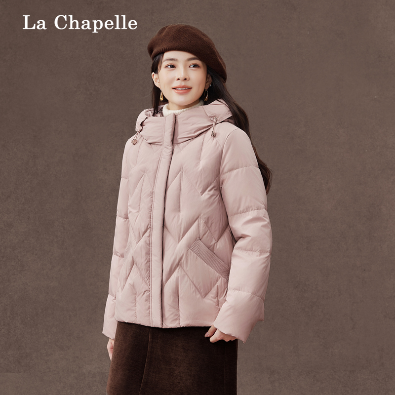 La Chapelle/拉夏贝尔女士短款休闲连帽舒适简约温暖羽绒服048