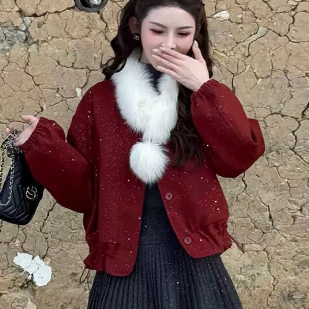 新款加厚短款大毛领白鸭绒羽绒服8622