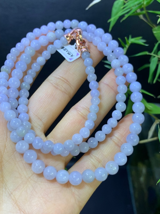 紫罗兰圆珠项链 天然翡翠A货1.27妈妈时尚双圈