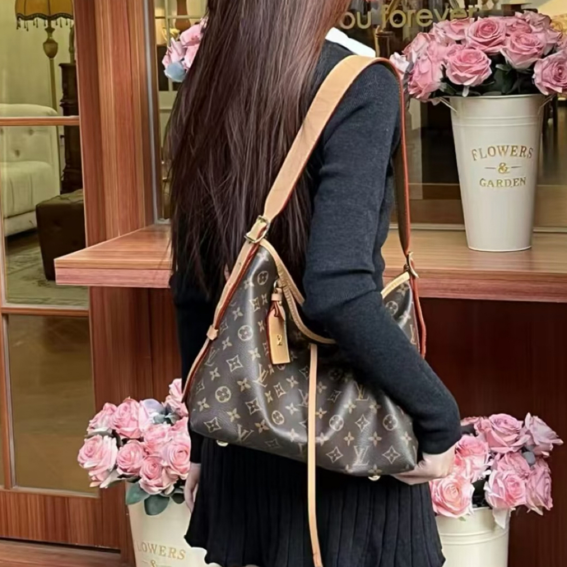 99新 LouisVuitton/路易威登 carryall小号老花单肩包/18445