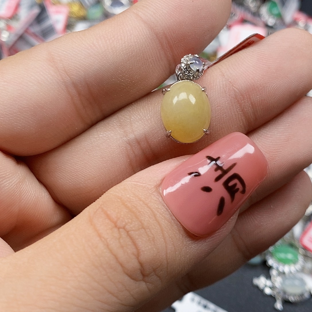 翡翠银S925镶嵌戒指天然A货缅甸翡翠