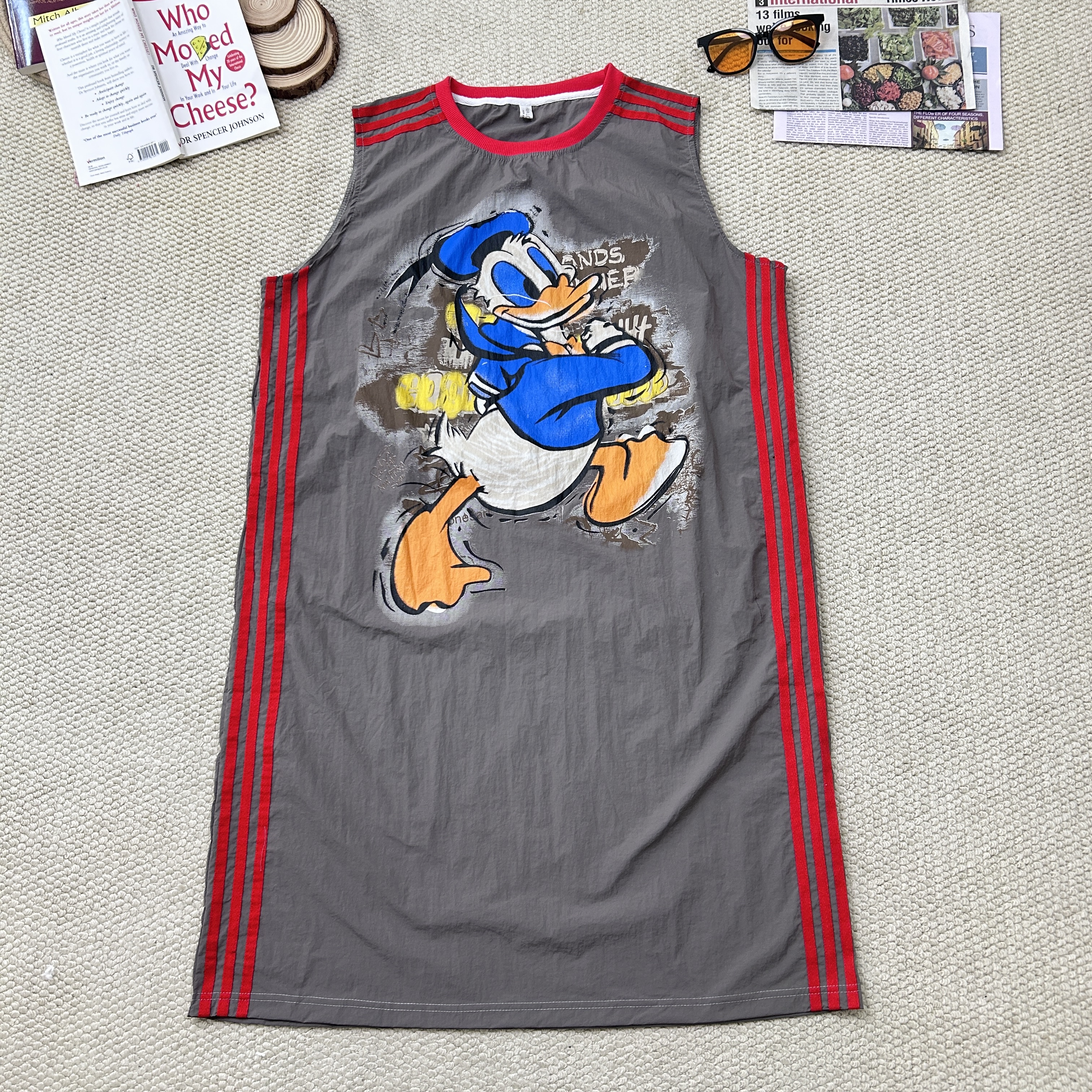 2025夏季新款韩版休闲宽松卡通印花吊带背心连衣裙3083