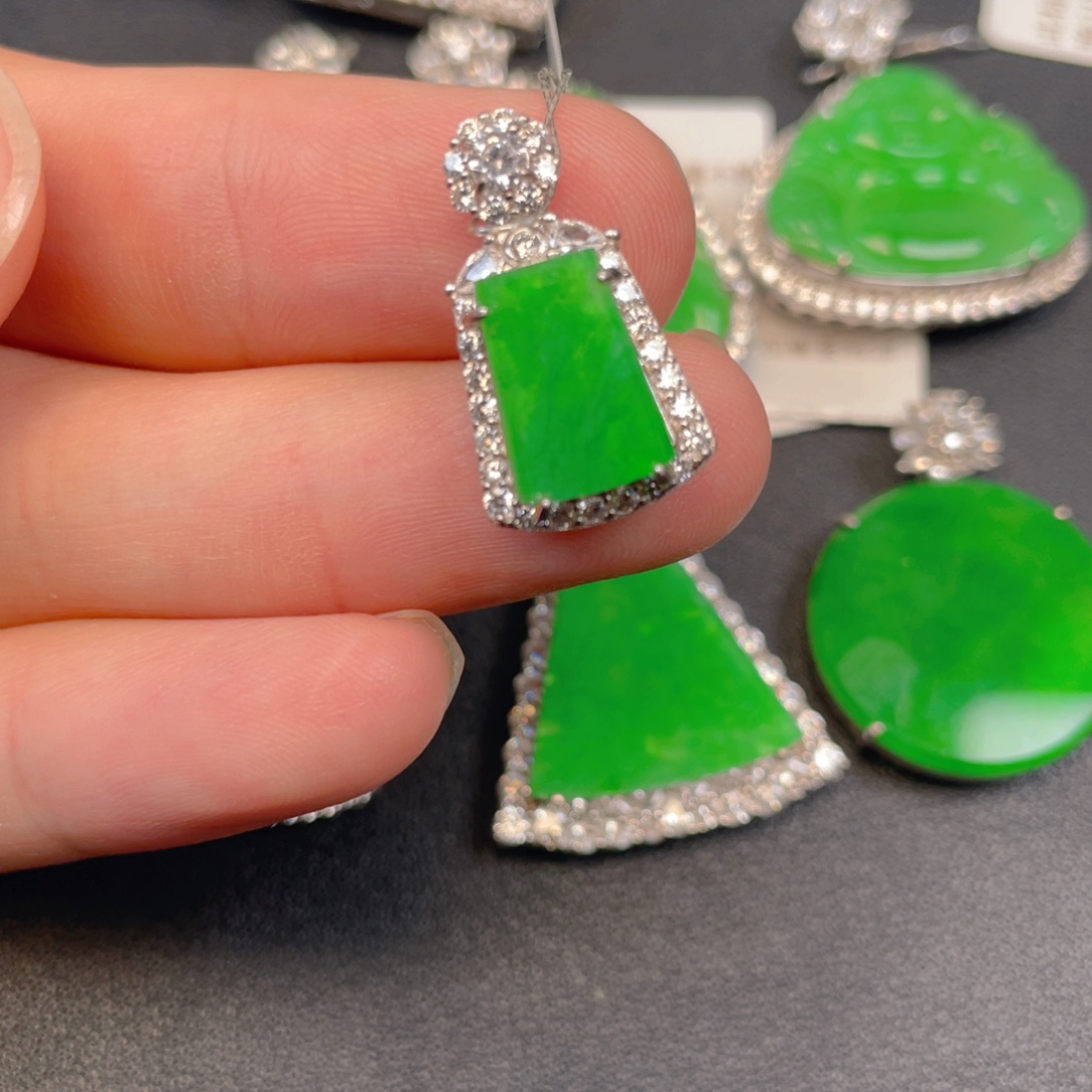 翡翠银S925镶嵌吊坠(不含链)