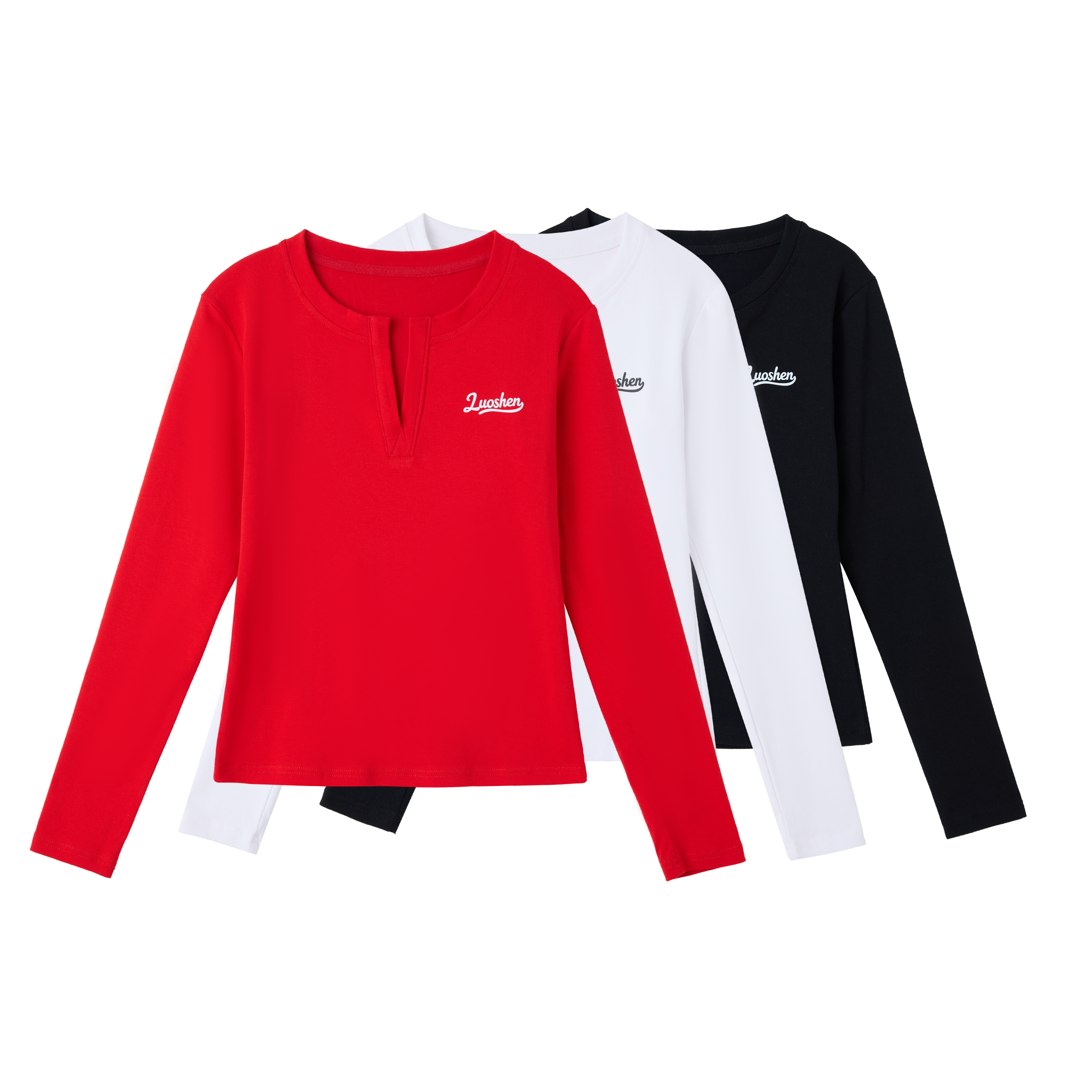 【秋上新】2025长袖小V领透气休闲健身T恤跑步跳操百搭上衣