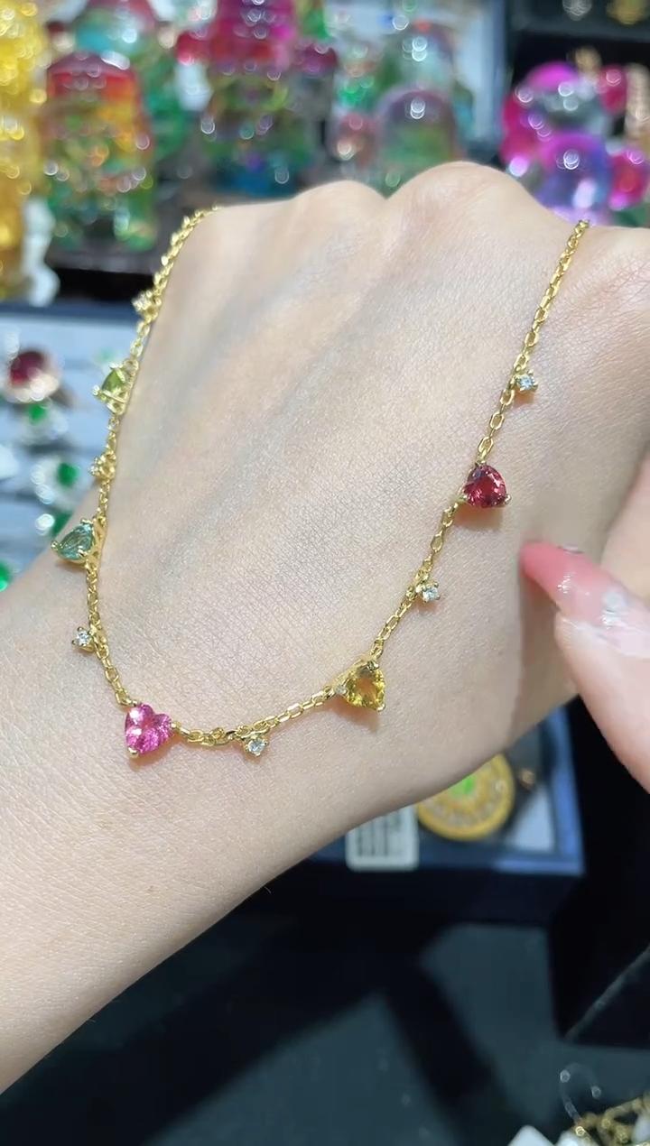 S925银镶嵌碧玺项链